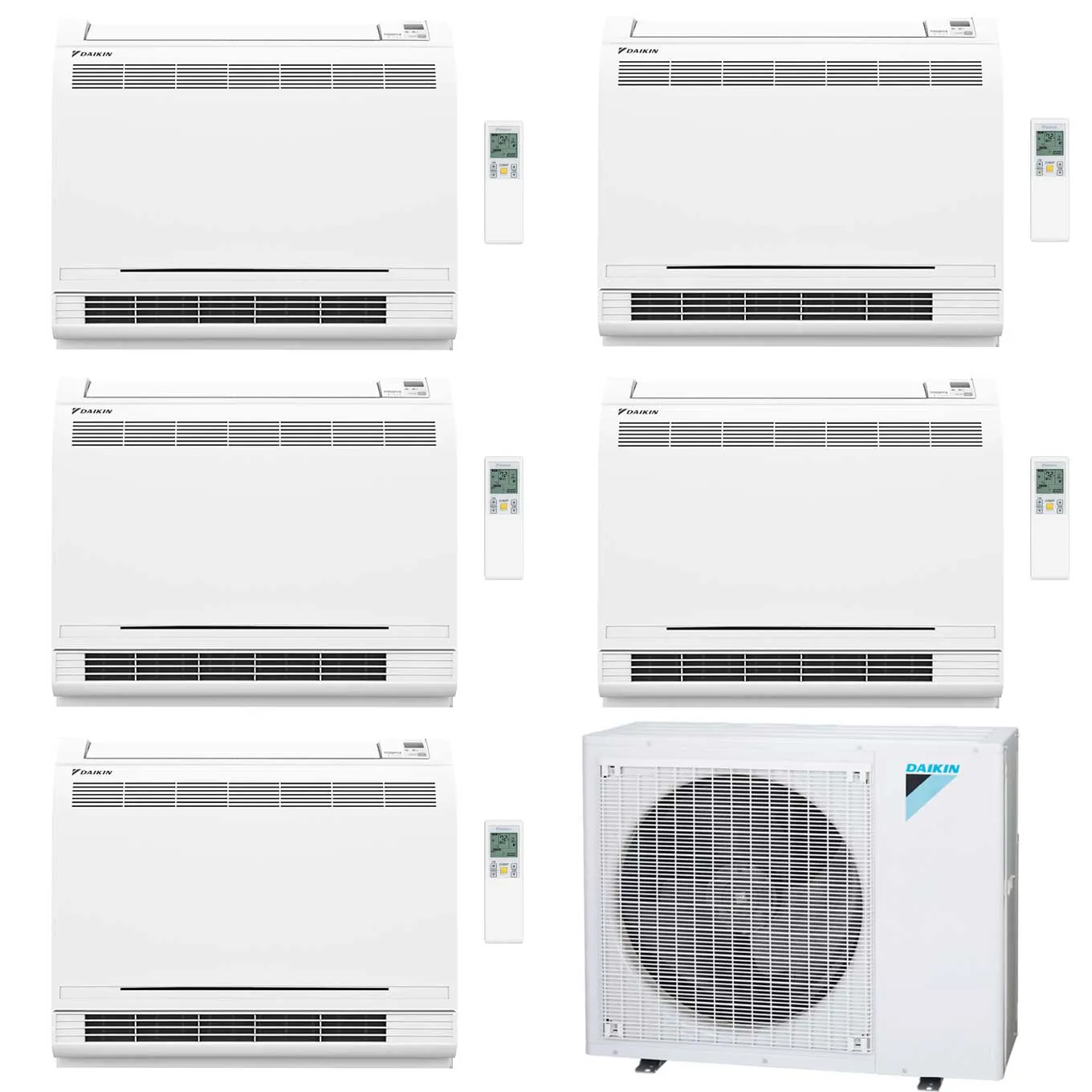 Daikin 5-Zone Floor Standing Ductless Mini-Split 48000 BTU Heat Pump Air Conditioner 9k   9k   9k   9k   12k - 20.6 SEER2