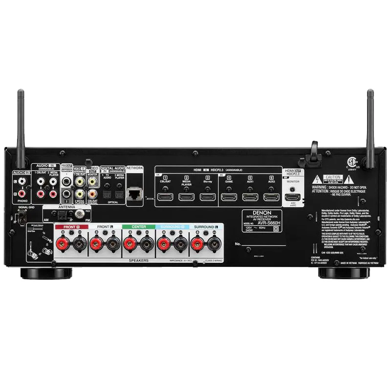 Denon AVR-S660H 5.2ch 8K AV Receiver, Voice Control and HEOS Built-in (Each)