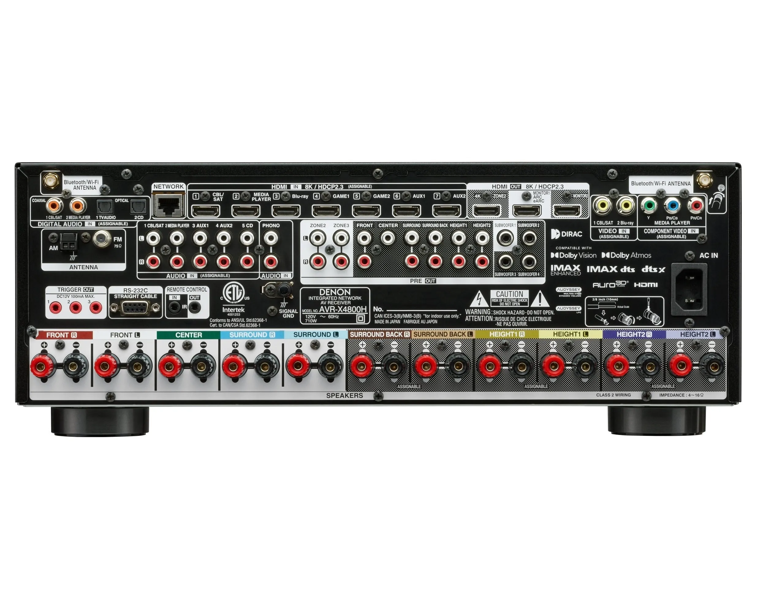 Denon AVR-X4800H 9.4 Channel 8K A/V Receiver Open Box
