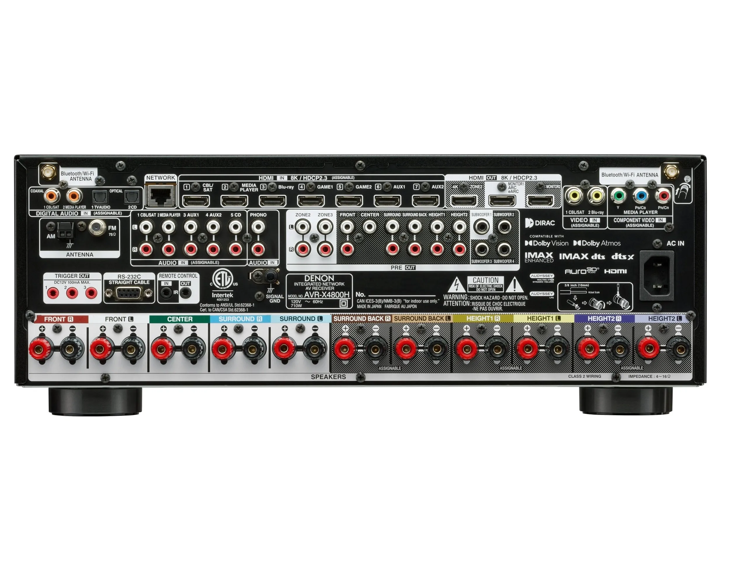 Denon AVR-X4800H 9.4 Channel 8K A/V Receiver with HEOS