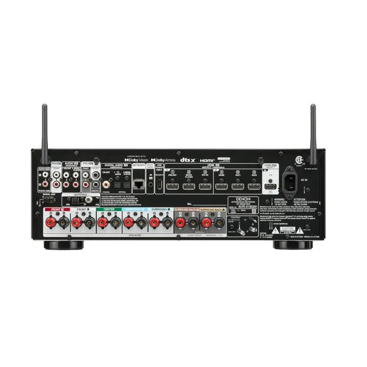 DENON AVRX1800H | Récepteur AV 7.2 Canaux - Vidéo 8K - Cinéma - Dolby Atmos - DTS:X - Noir