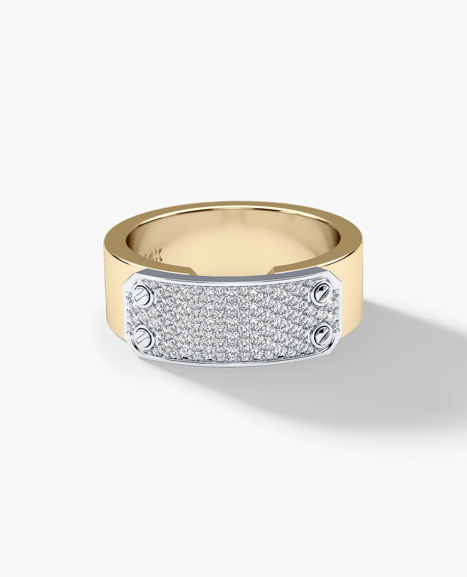 DONLIN Two-Tone Gold Ring with Plate and 0.40ct Diamonds