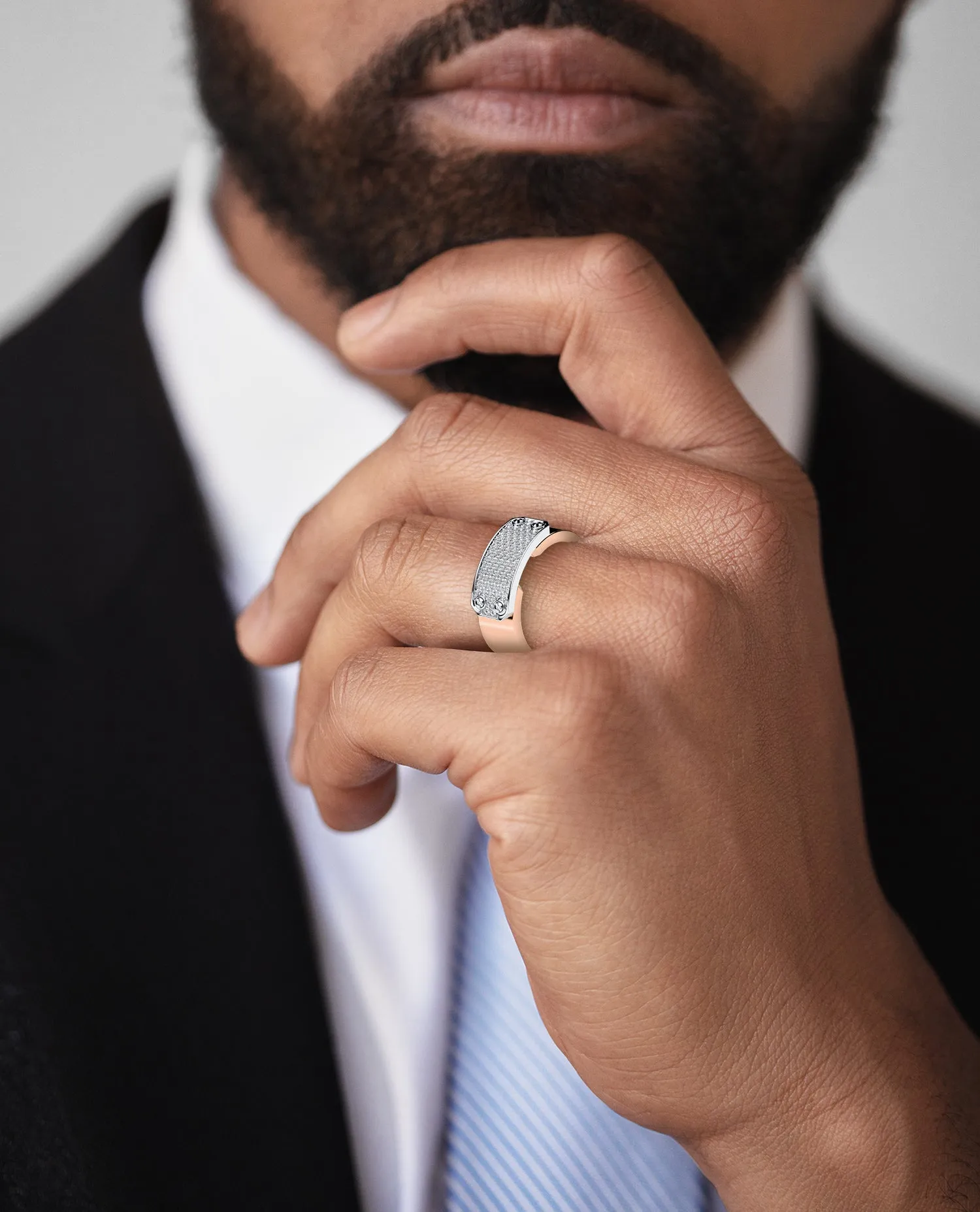 DONLIN Two-Tone Gold Ring with Plate and 0.40ct Diamonds