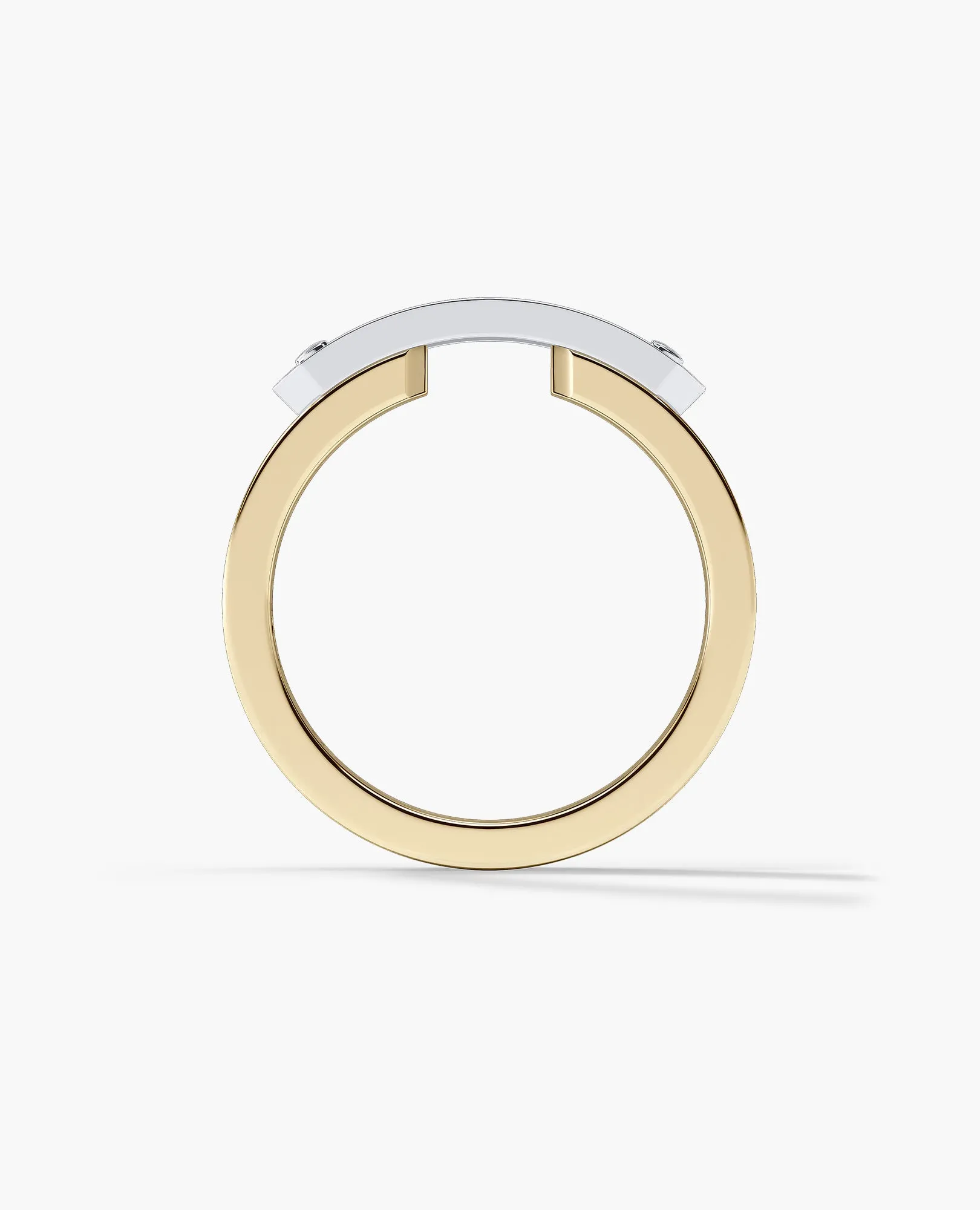 DONLIN Two-Tone Gold Ring with Plate and 0.40ct Diamonds