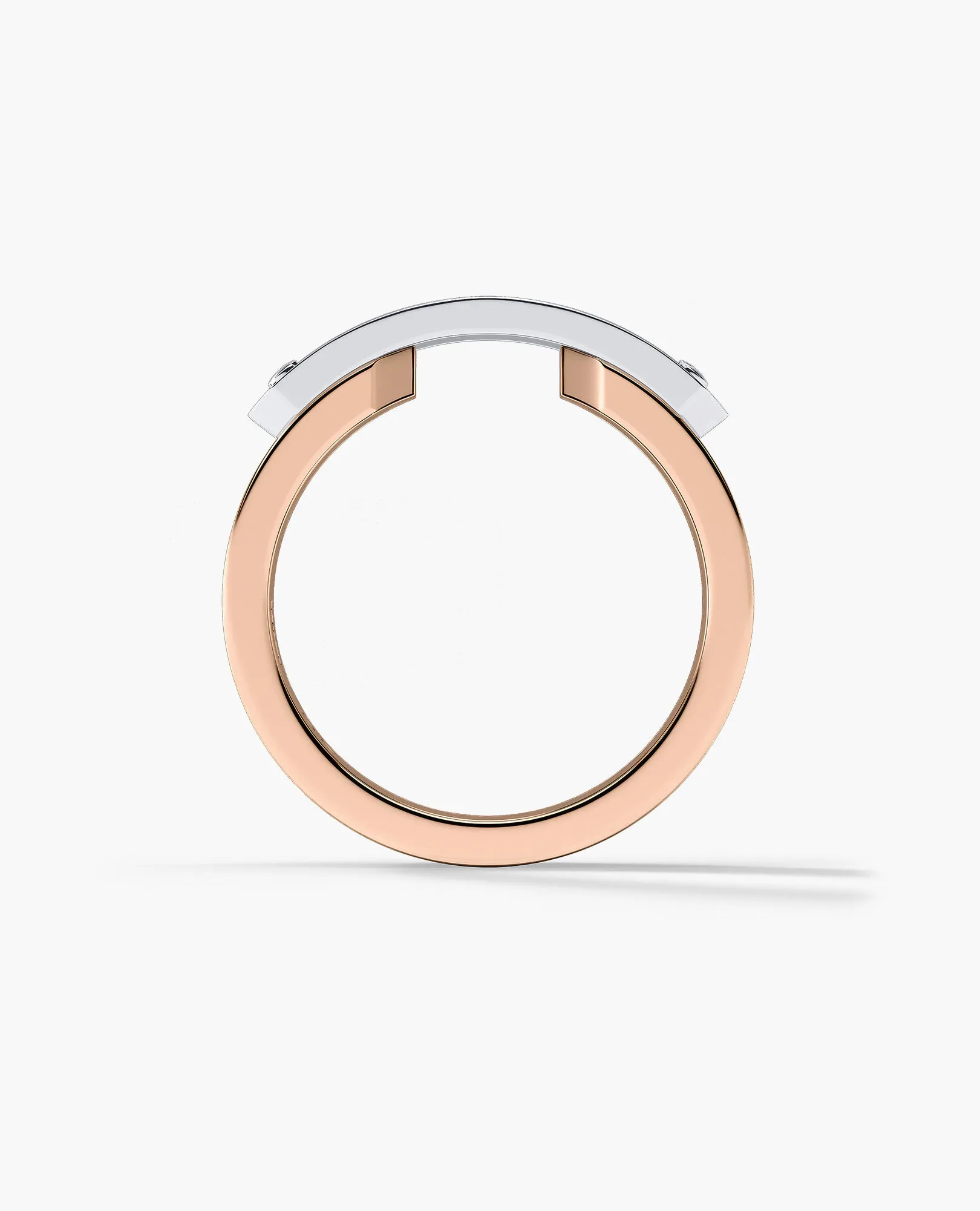 DONLIN Two-Tone Gold Ring with Plate and 0.90ct Black Diamonds - Wide Version