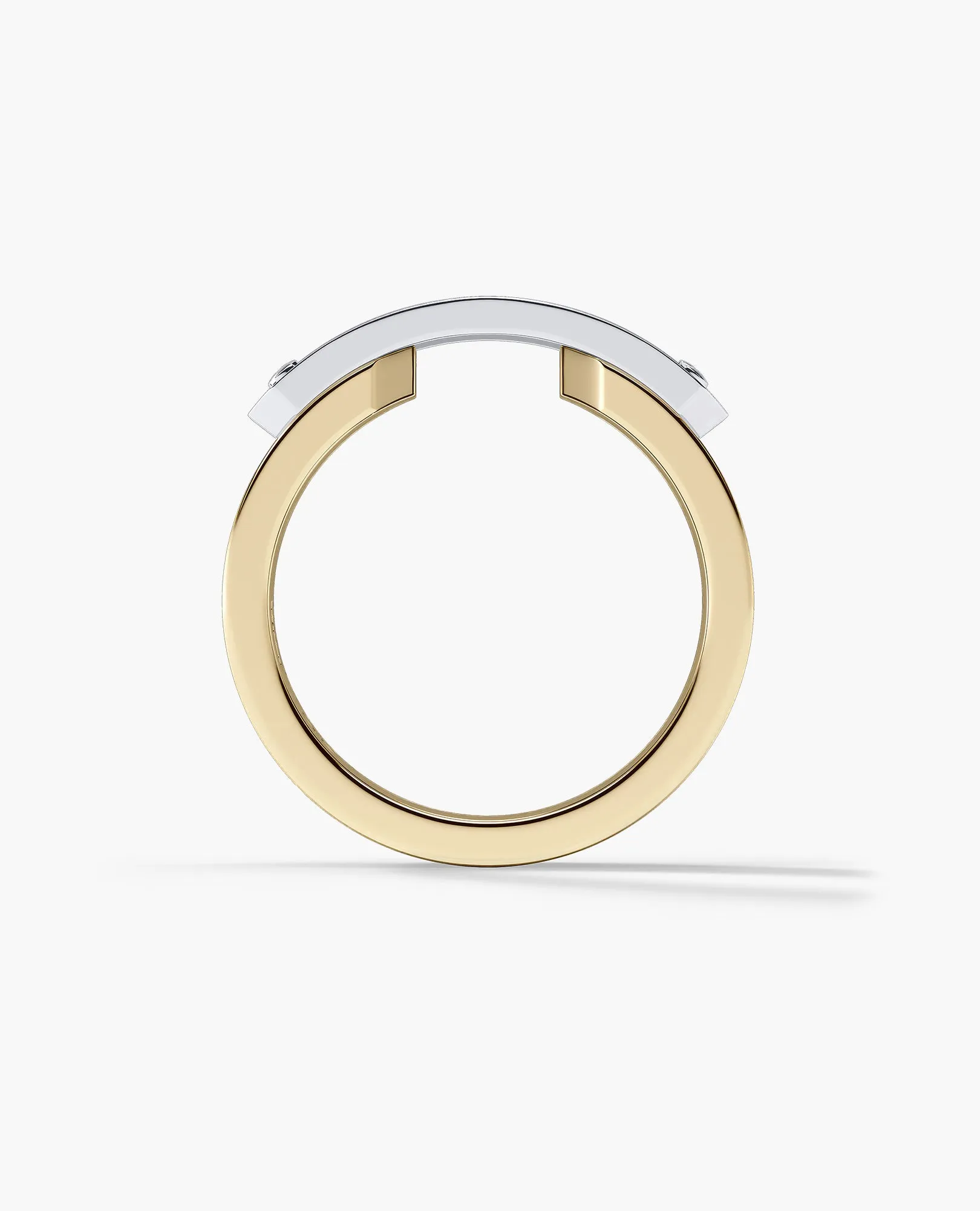 DONLIN Two-Tone Gold Ring with Plate and 0.90ct Diamonds - Wide Version
