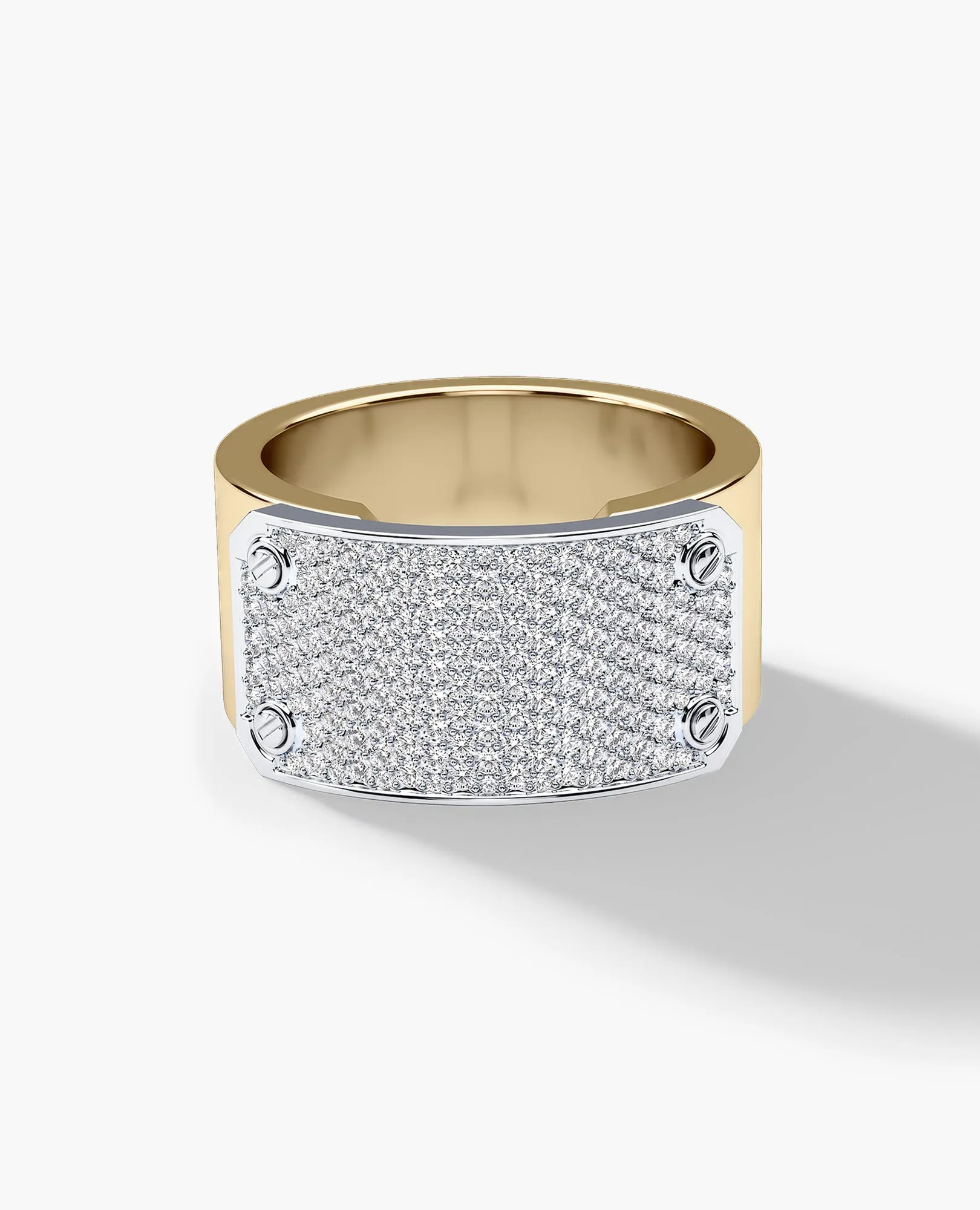 DONLIN Two-Tone Gold Ring with Plate and 0.90ct Diamonds - Wide Version