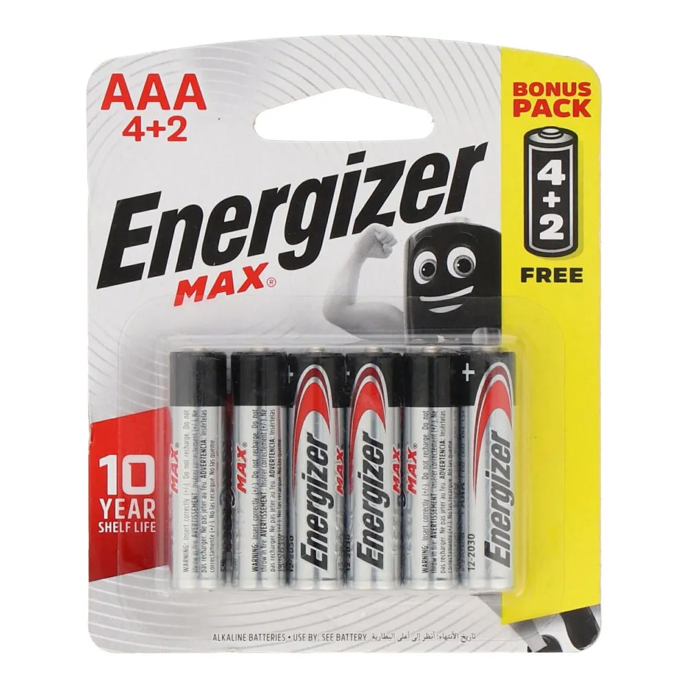 Energizer Max Plus Batteries EP-92 BP6T AAA (4 2) - (Pack of 6)