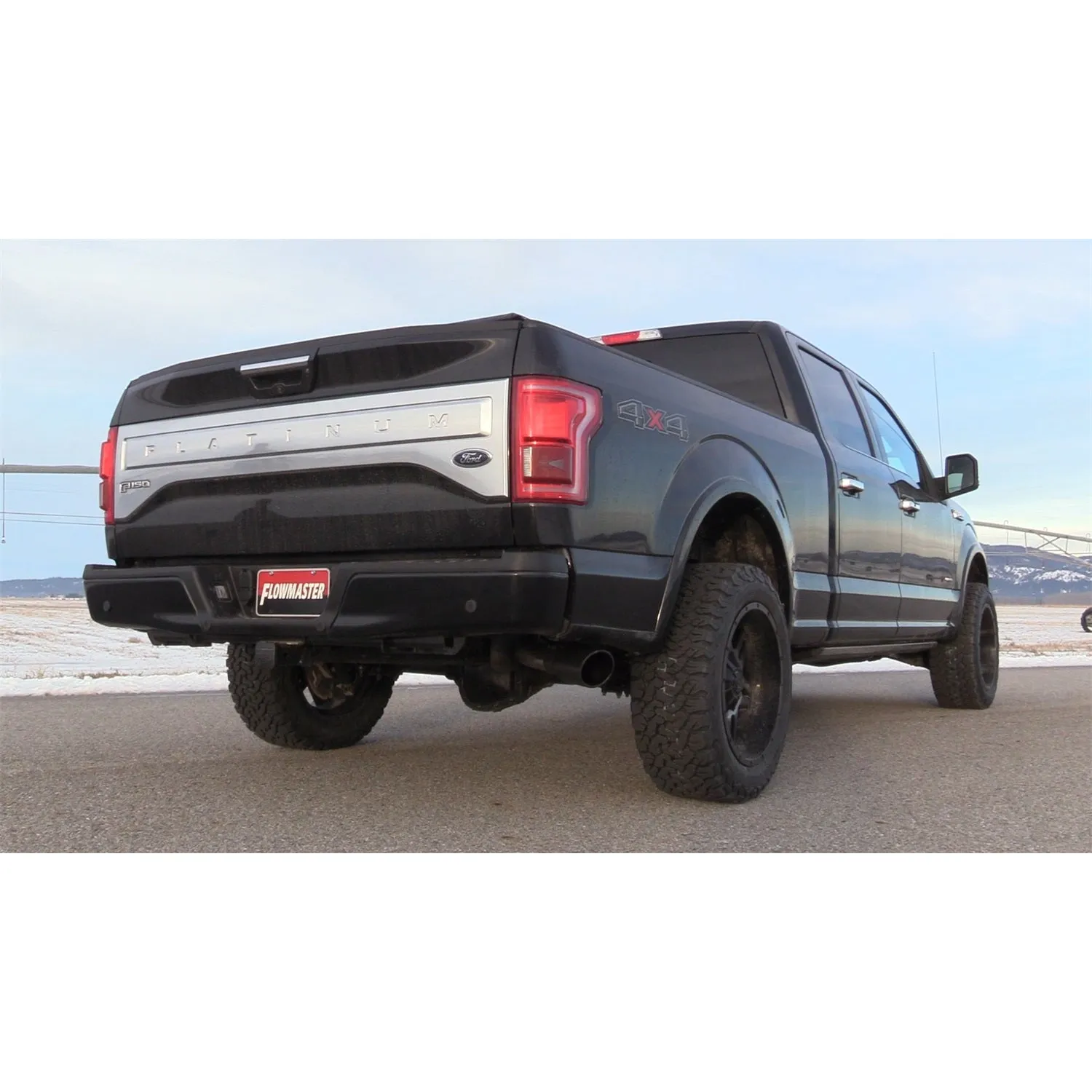 Flowmaster FlowFX Cat-Back Exhaust System - 3 in Diameter - Single Side Exit - 4-1/2 in Black Tip - Stainless - Ford Fullsize Truck 2015-20