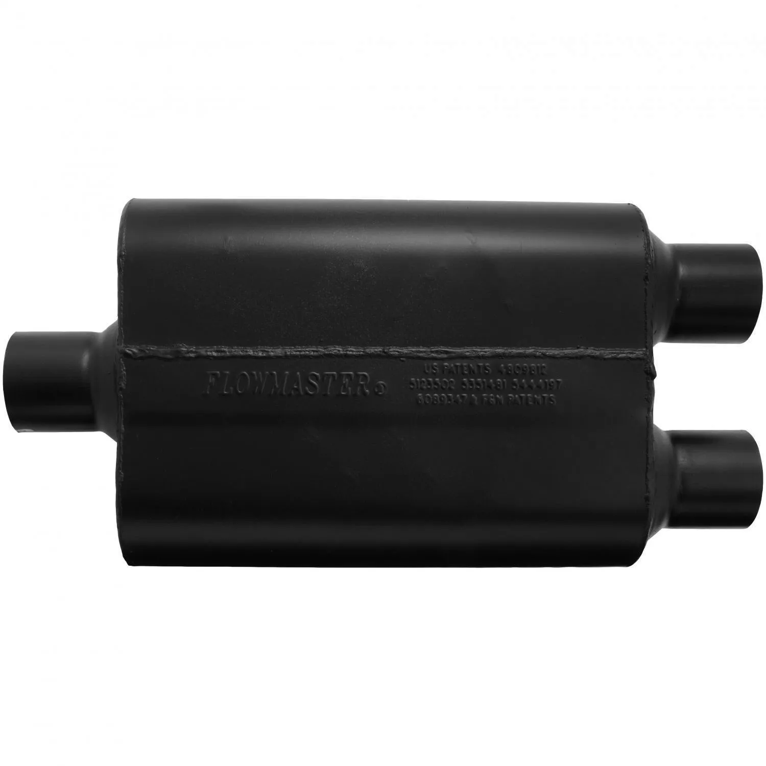 Flowmaster Super 44 Muffler 2-1/2" Center Inlet Dual 2-1/2" Outlets 13 x 9-3/4 x 4" Oval Body 19" Long - Steel
