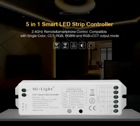 FluxTech - 5 In 1 LED Strip Light Controller for Single Colour/ CCT/ RGB/ RGBW/ RGB CCT Strips Light