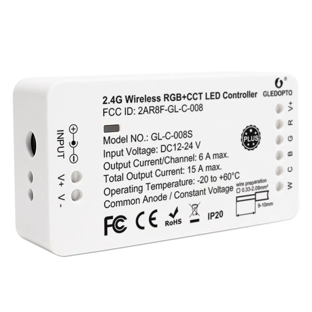 GLEDOPTO Zigbee RGBCCT LED Controller Plus RGB CCT Smart Working with Amazon Alexa Echo 3.0 Gateway APP Remote Control 12V 24V