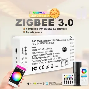 GLEDOPTO Zigbee RGBCCT LED Controller Plus RGB CCT Smart Working with Amazon Alexa Echo 3.0 Gateway APP Remote Control 12V 24V