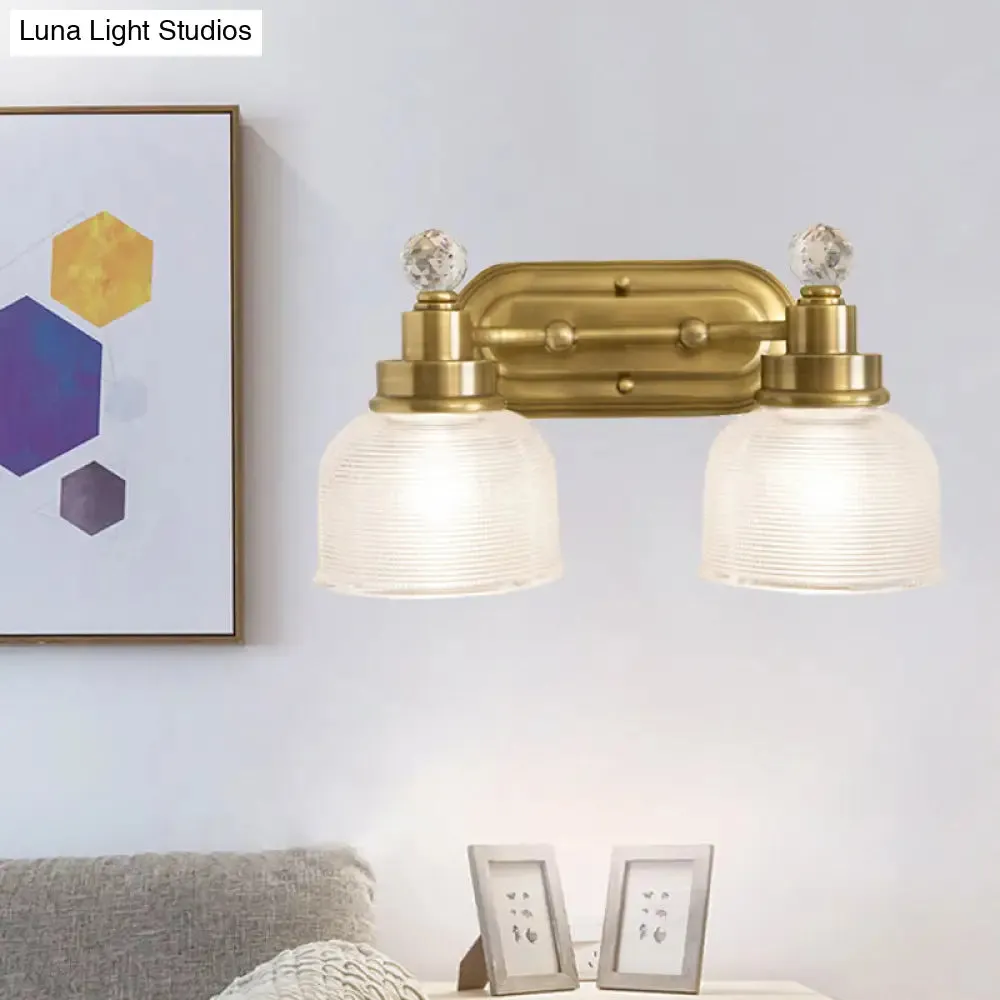 Gold Domed Prismatic Glass Vanity Sconce with Crystal Drop