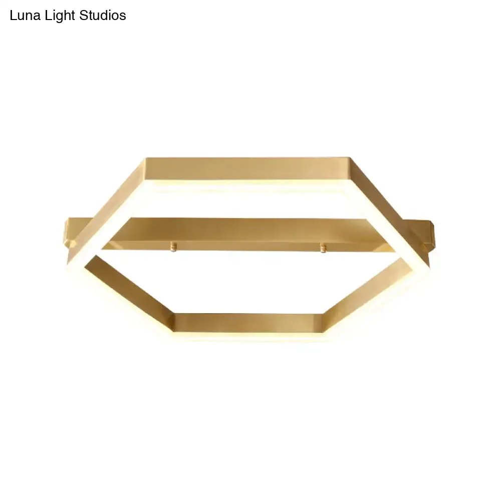 Gold LED Hexagon Flush Mount Light for Bedroom Ceiling
