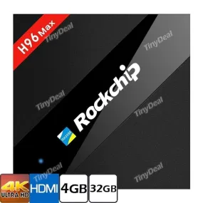 H96 MAX 4K Ultra HD TV BOX RK3399 Hex-Core Android 6.0 4G 32G 2.4G 5G Wi-Fi Bluetooth USB3.0 HDMI2.0