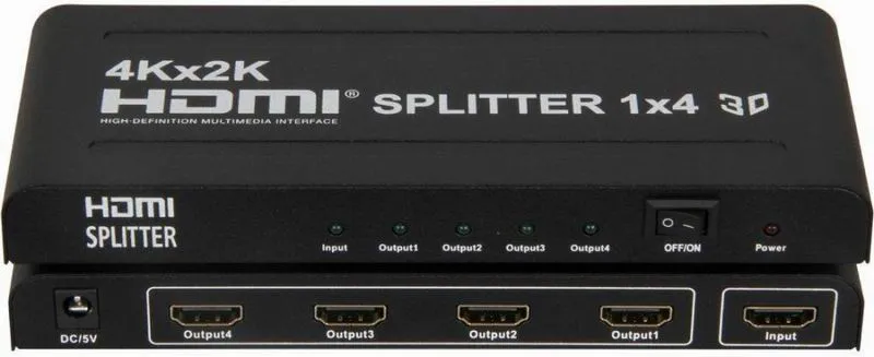 HDMI 1x4 Splitter Switch Adapter 1 Input 4 Outputs Support 4K 3D
