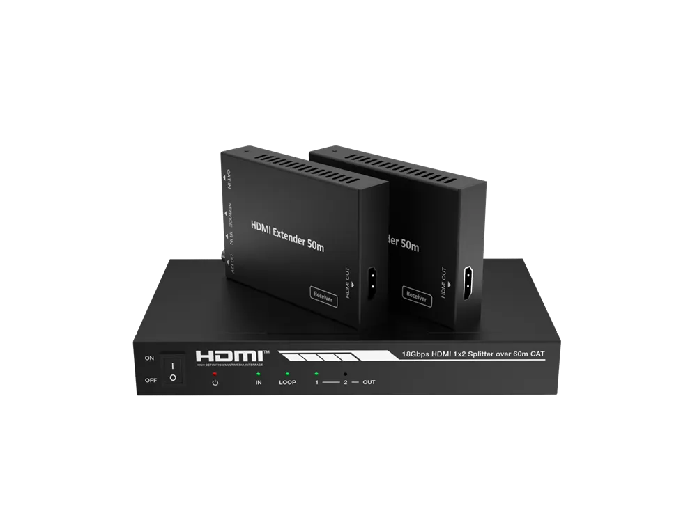 HDMI Splitter/Extender 1 In 2 Out Over Cat6 4K With 2 Receivers ( 60M )