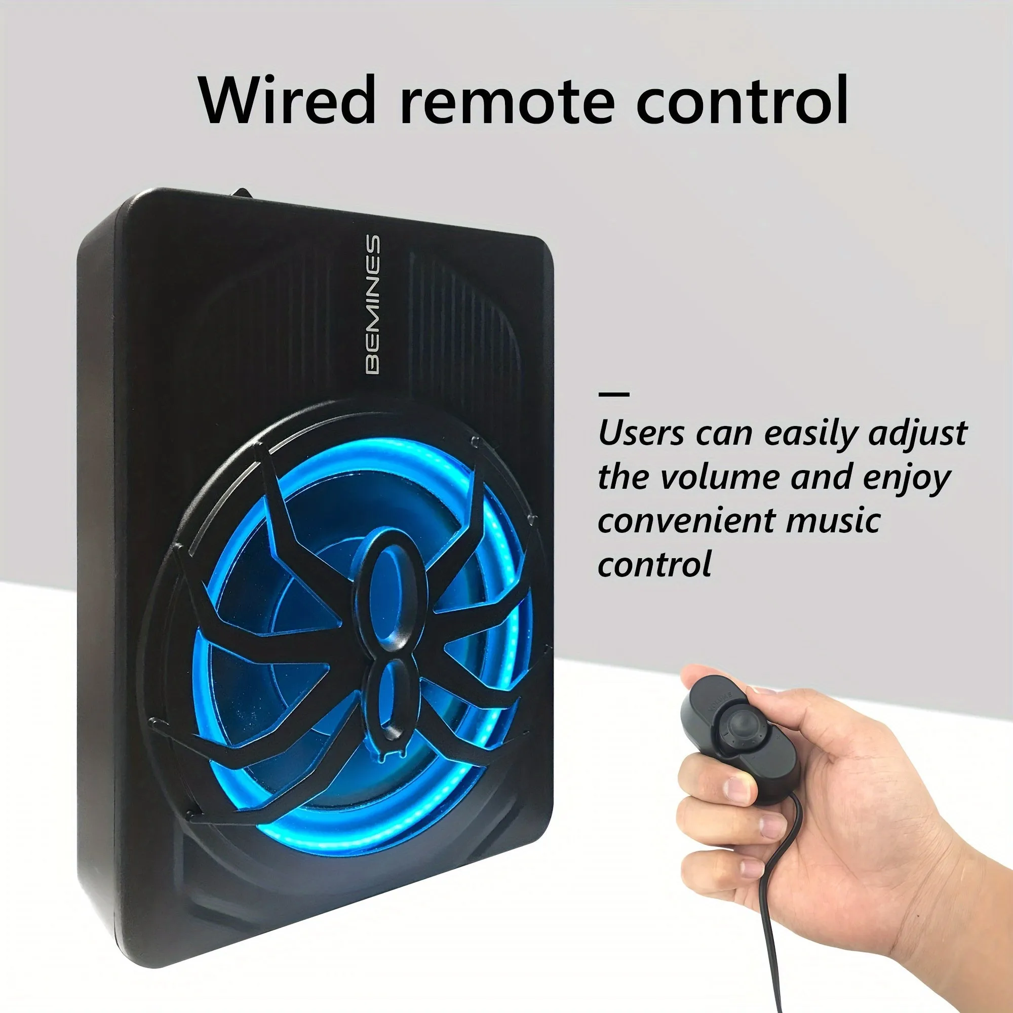 High-power Active Car Subwoofer, Seven Lights Can Be Switched At Will, 10-inch Speaker With Shocking Bass, Ultra-thin Body Can Be Installed Under The Seat