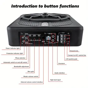 High-power Active Car Subwoofer, Seven Lights Can Be Switched At Will, 10-inch Speaker With Shocking Bass, Ultra-thin Body Can Be Installed Under The Seat