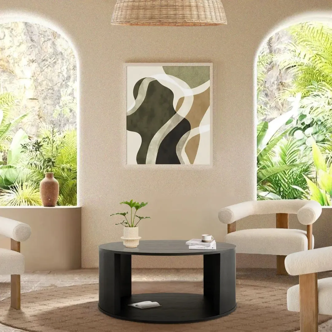 Hobo 40" Modern Black Round Coffee Table