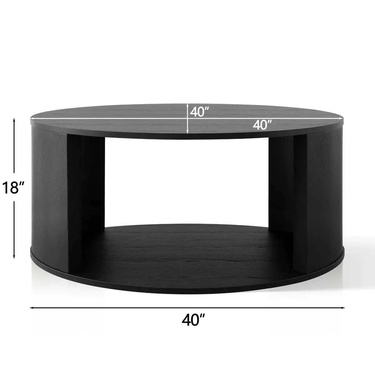 Hobo 40" Modern Black Round Coffee Table
