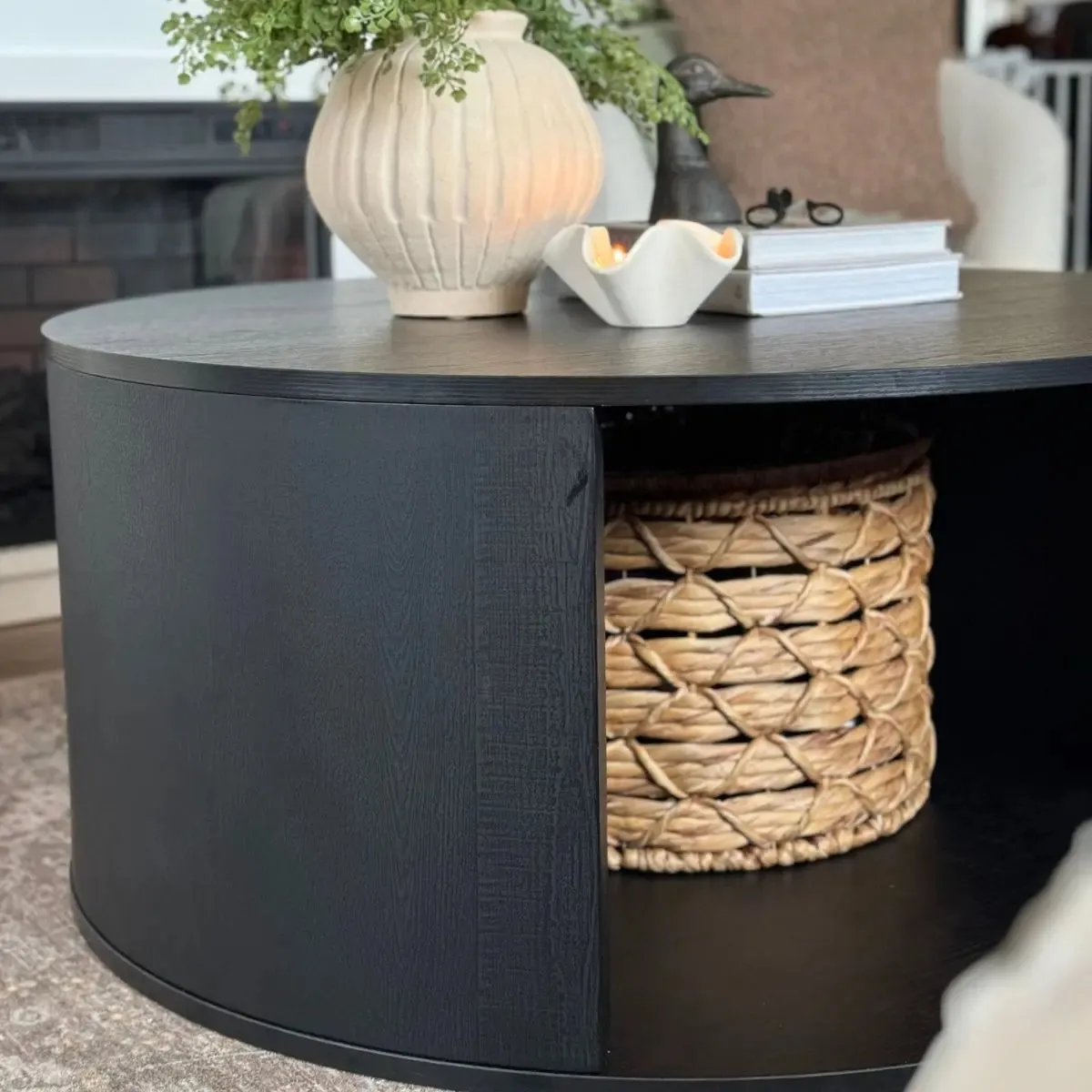 Hobo 40" Modern Black Round Coffee Table