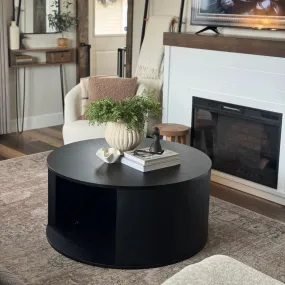 Hobo 40" Modern Black Round Coffee Table
