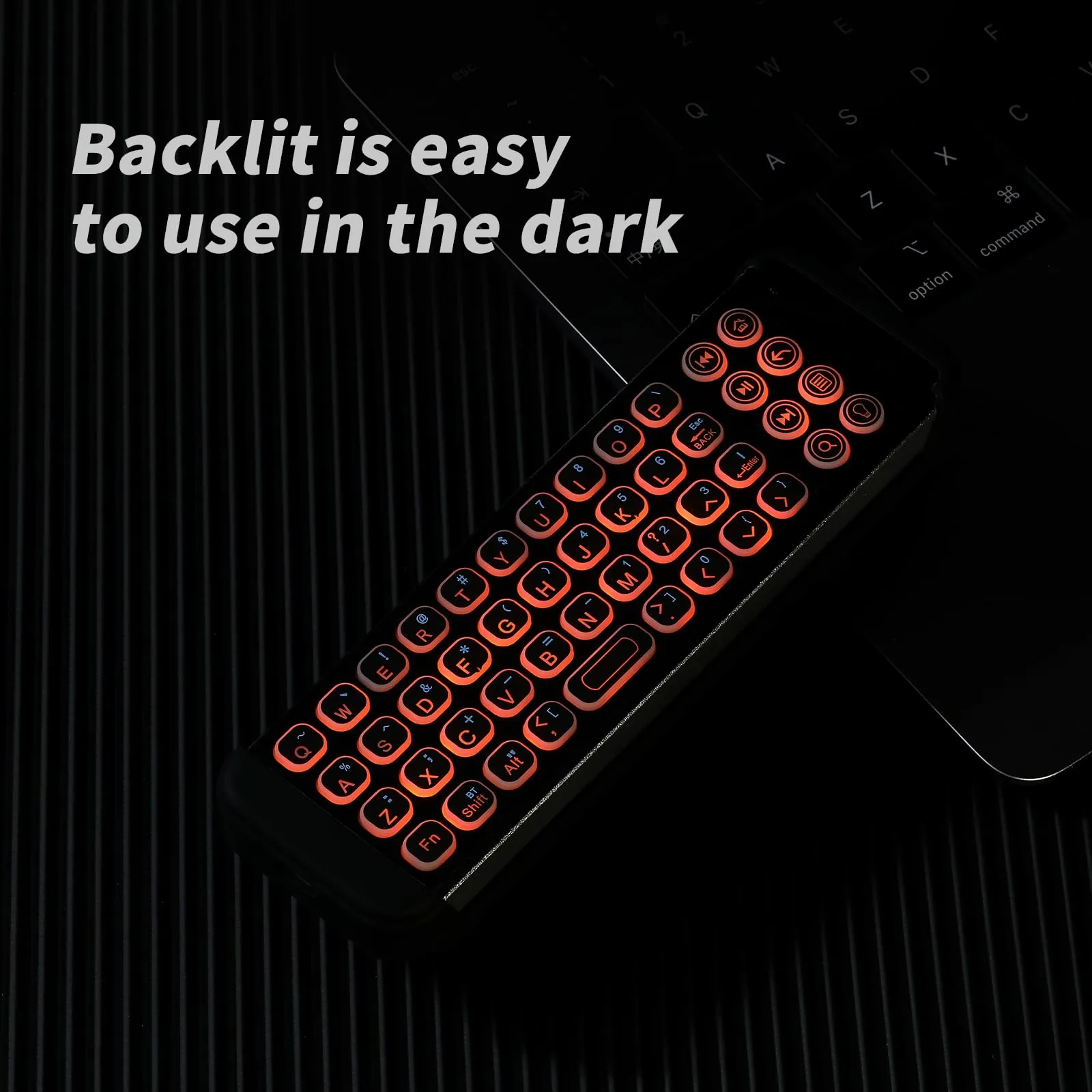 iPazzPort Mini Wireless Keyboard Fire TV Remote Control with Blacklit, for Streaming Players ，Fire Tv Stick, 30BR Black