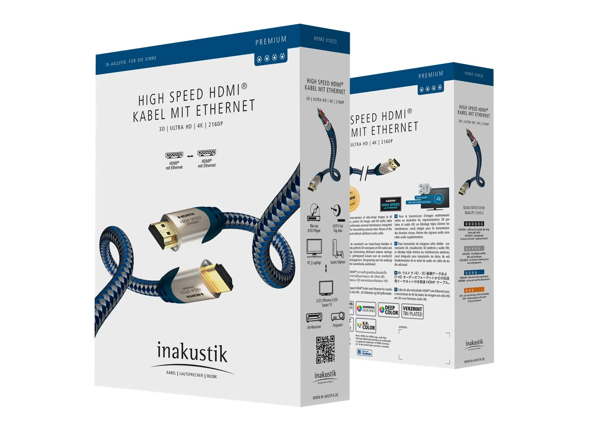 Kabelis HDMI-HDMI kištukai 5.0m (HDMI 2.0) In-Akustik PREMIUM