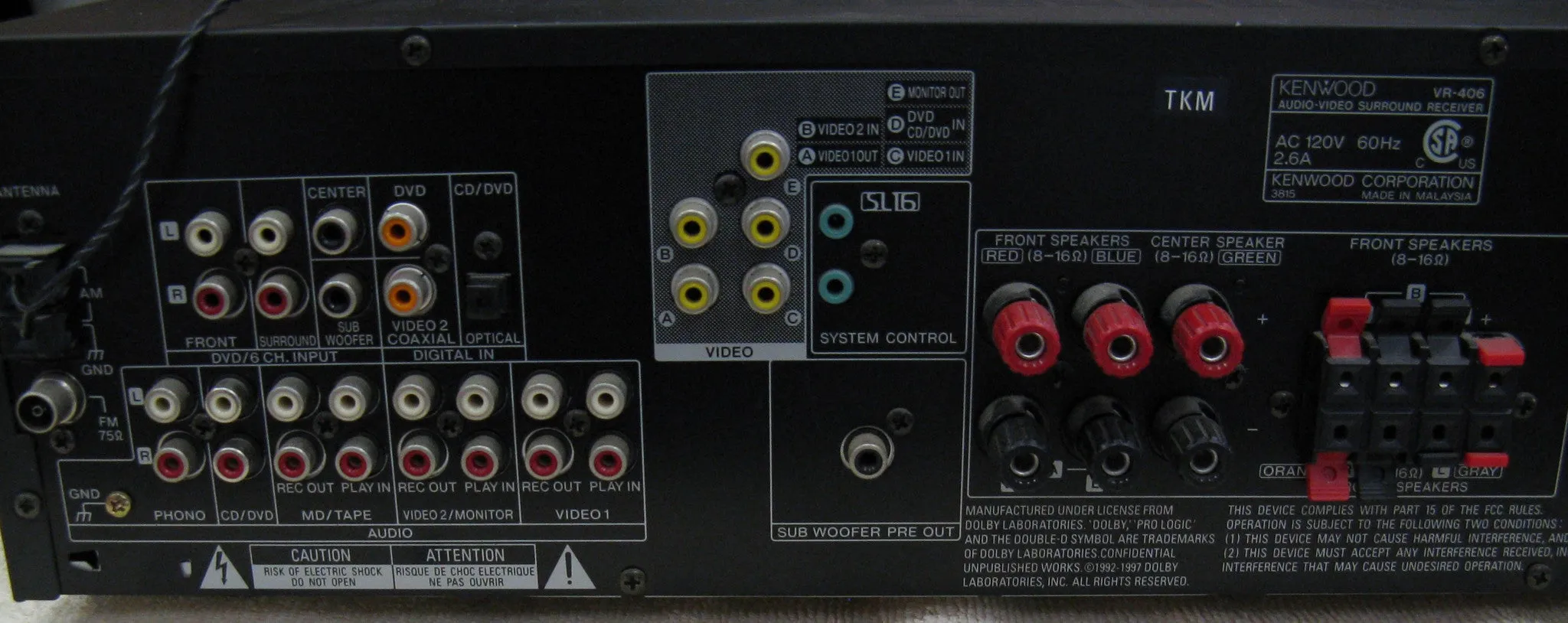 Kenwood VR-406 Audio/Video Surround Receiver