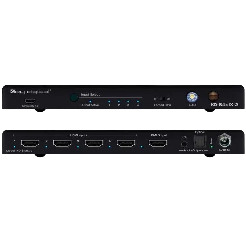 Key Digital KD-S4x1X-2 HDMI Switcher with L/R and Optical Audio De-Embedded Output