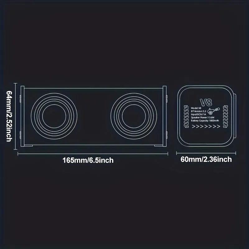 Kinglucky V8 Wireless Speaker, Speaker with 16W Loud Sound & Deeper Bass, 24H Playtime, TWS Pairing Portable Wireless Speaker for Home, Outdoor