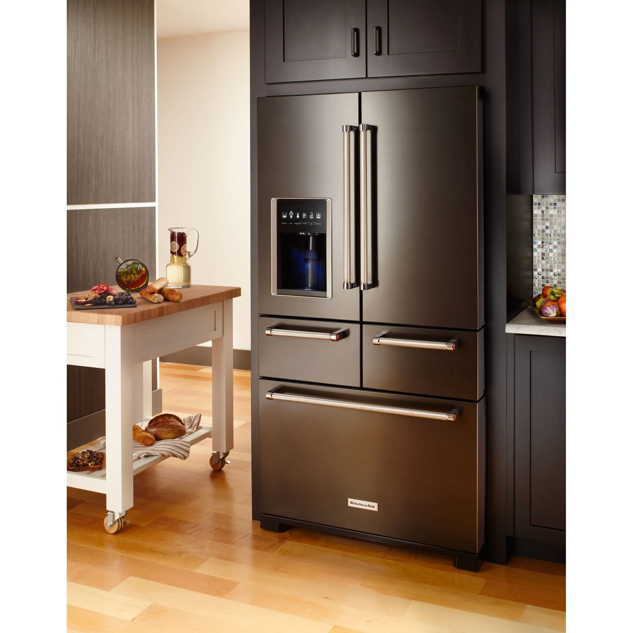 KitchenAid 5 Door Fridge (KRMF706EBS) - Black Stainless Steel with PrintShield™ Finish