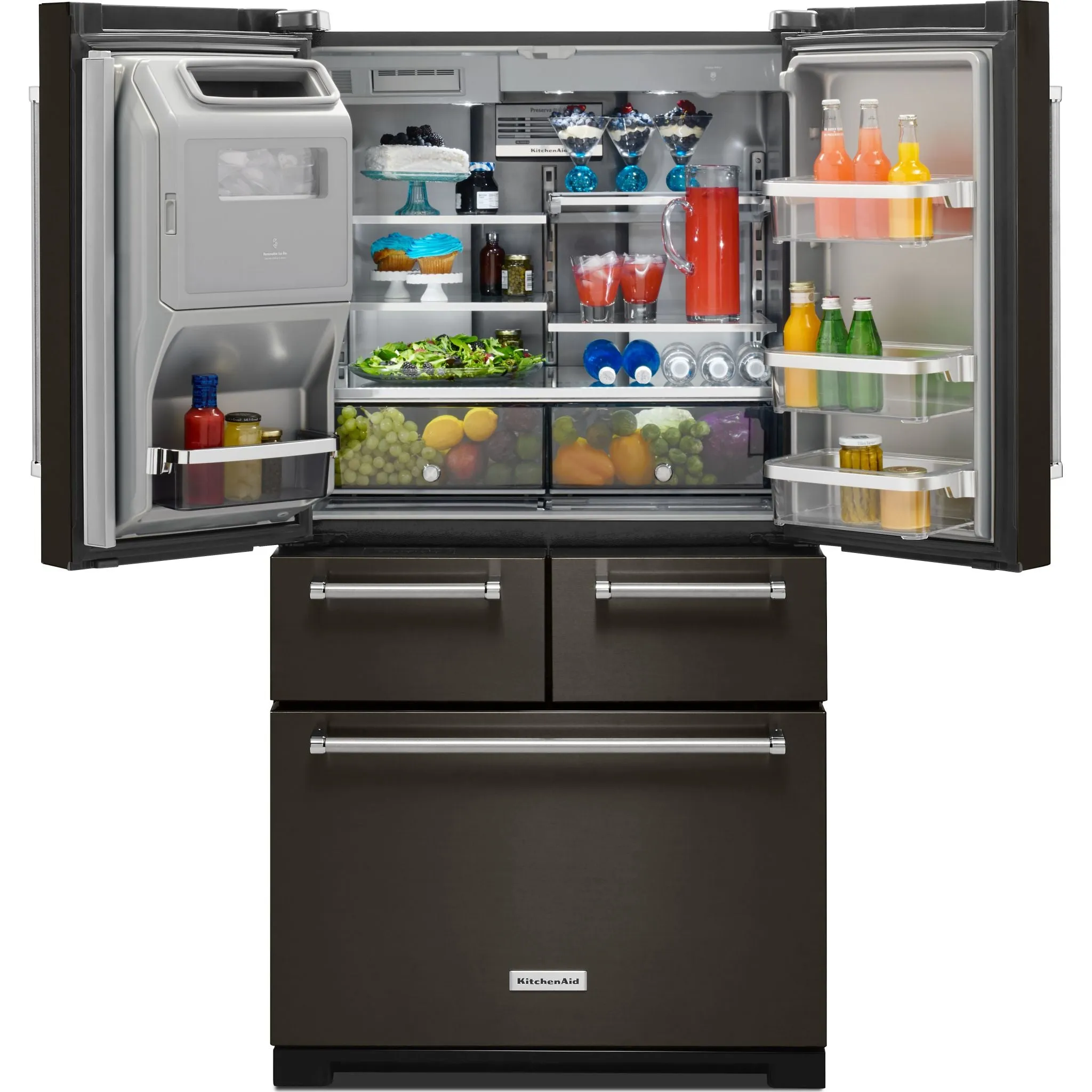 KitchenAid 5 Door Fridge (KRMF706EBS) - Black Stainless Steel with PrintShield™ Finish