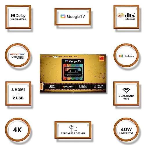 Kodak 126 cm (50 inches) CAPRO Series 4K Ultra HD LED Google TV 50CAPROGT5012 (Black)