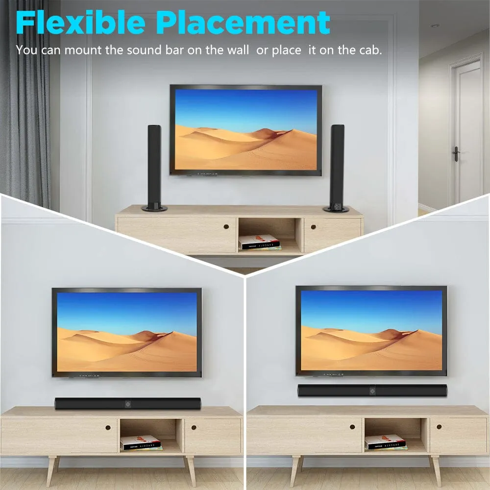 KY8000 Sound Bar, 2 in 1 Separable & 60W SoundBar for Smart TV, Bluetooth 5.0 Soundbar with Wired & Wireless Connect
