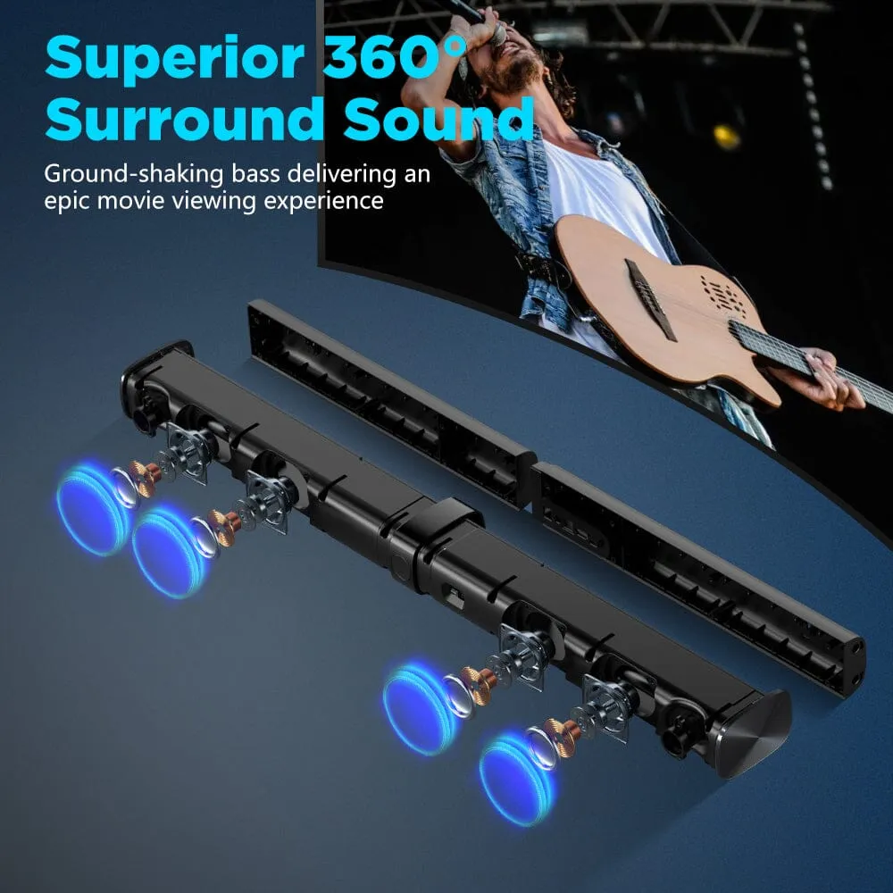 KY8000 Sound Bar, 2 in 1 Separable & 60W SoundBar for Smart TV, Bluetooth 5.0 Soundbar with Wired & Wireless Connect
