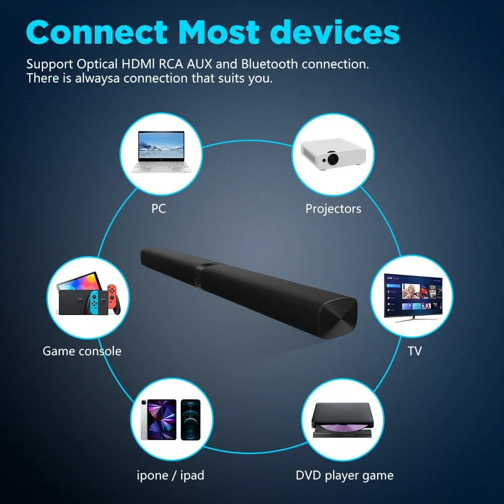 KY8000 Sound Bar, 2 in 1 Separable & 60W SoundBar for Smart TV, Bluetooth 5.0 Soundbar with Wired & Wireless Connect