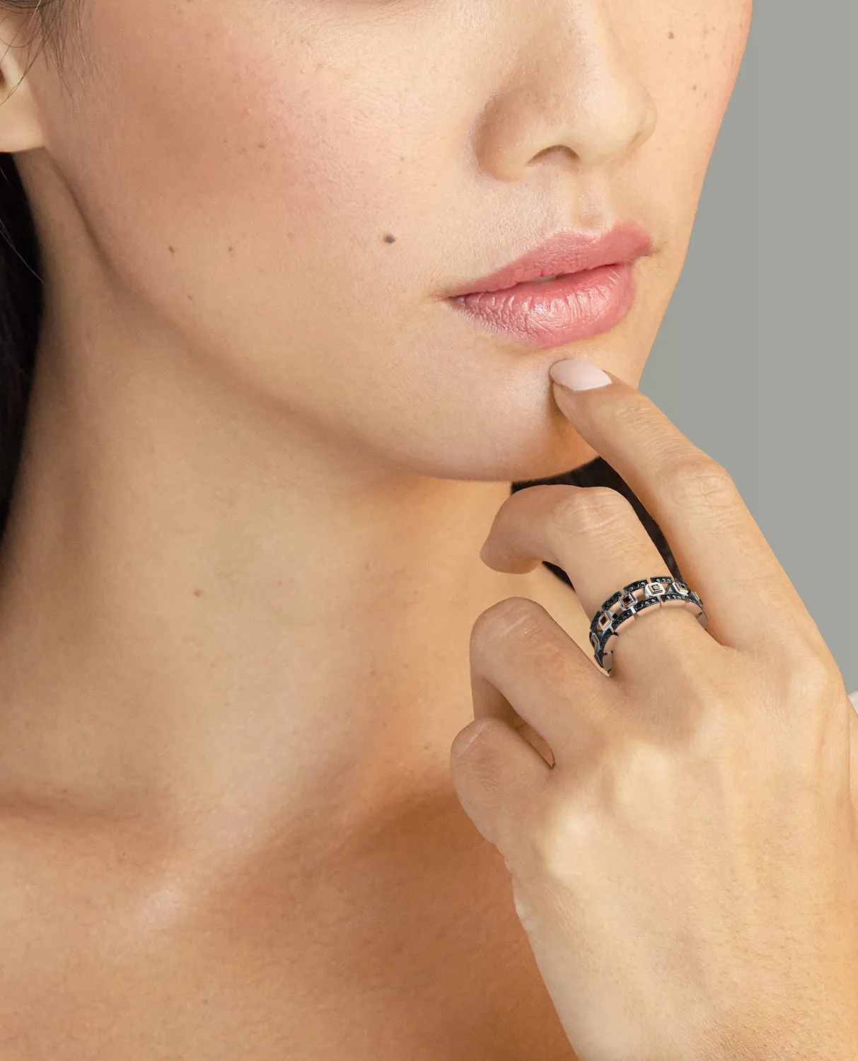 LA PAZ Two-Tone Gold Ring with 0.50ct Black Diamonds