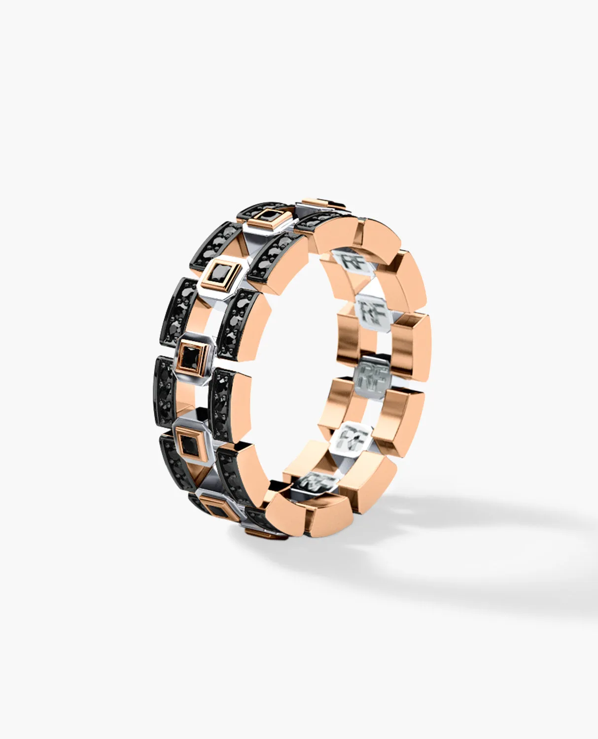 LA PAZ Two-Tone Gold Ring with 0.50ct Black Diamonds