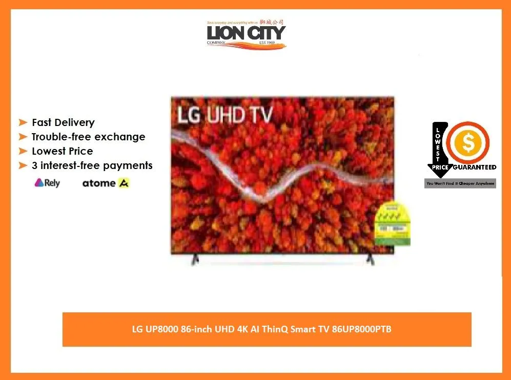 LG UP8000 86-inch UHD 4K AI ThinQ Smart TV 86UP8000PTB