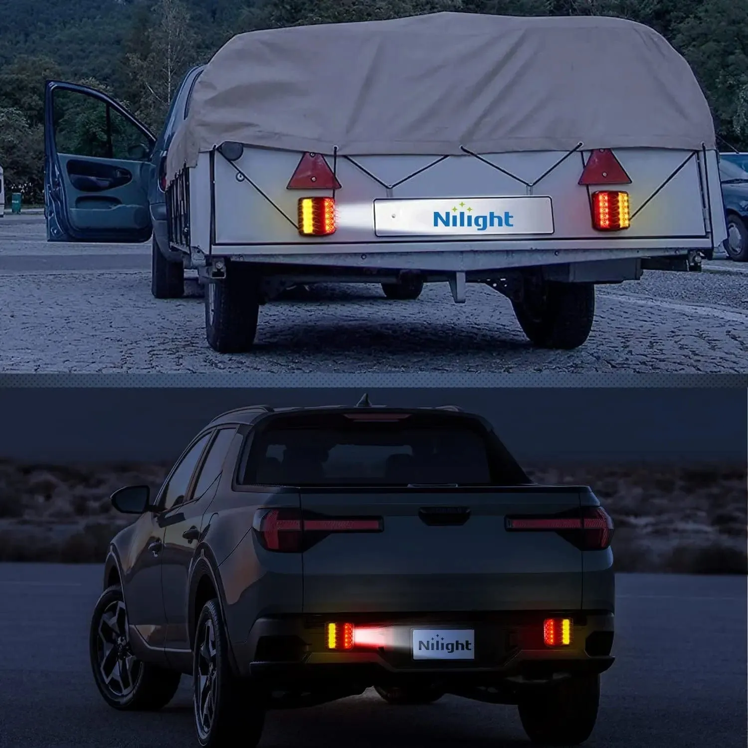 Magnetic LED Trailer Towing Light Kit w/ 7 Pin Plug Tail Stop Amber