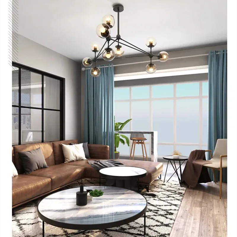 Mansion Retro Industrial Magic Bean Glass Chandelier LED