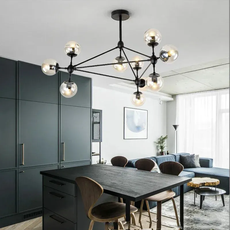 Mansion Retro Industrial Magic Bean Glass Chandelier LED