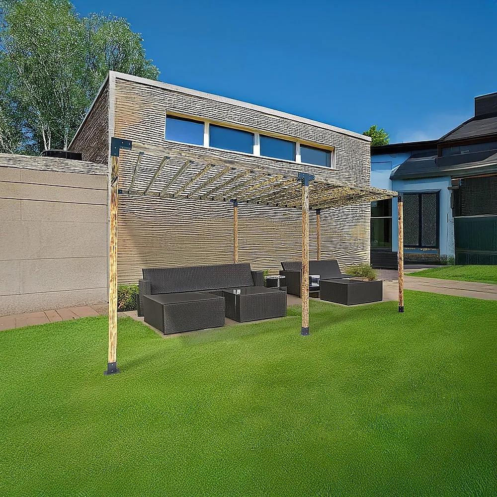 Matte Black Steel Pergola Brackets, Easy Setup, 18 Pc Kit