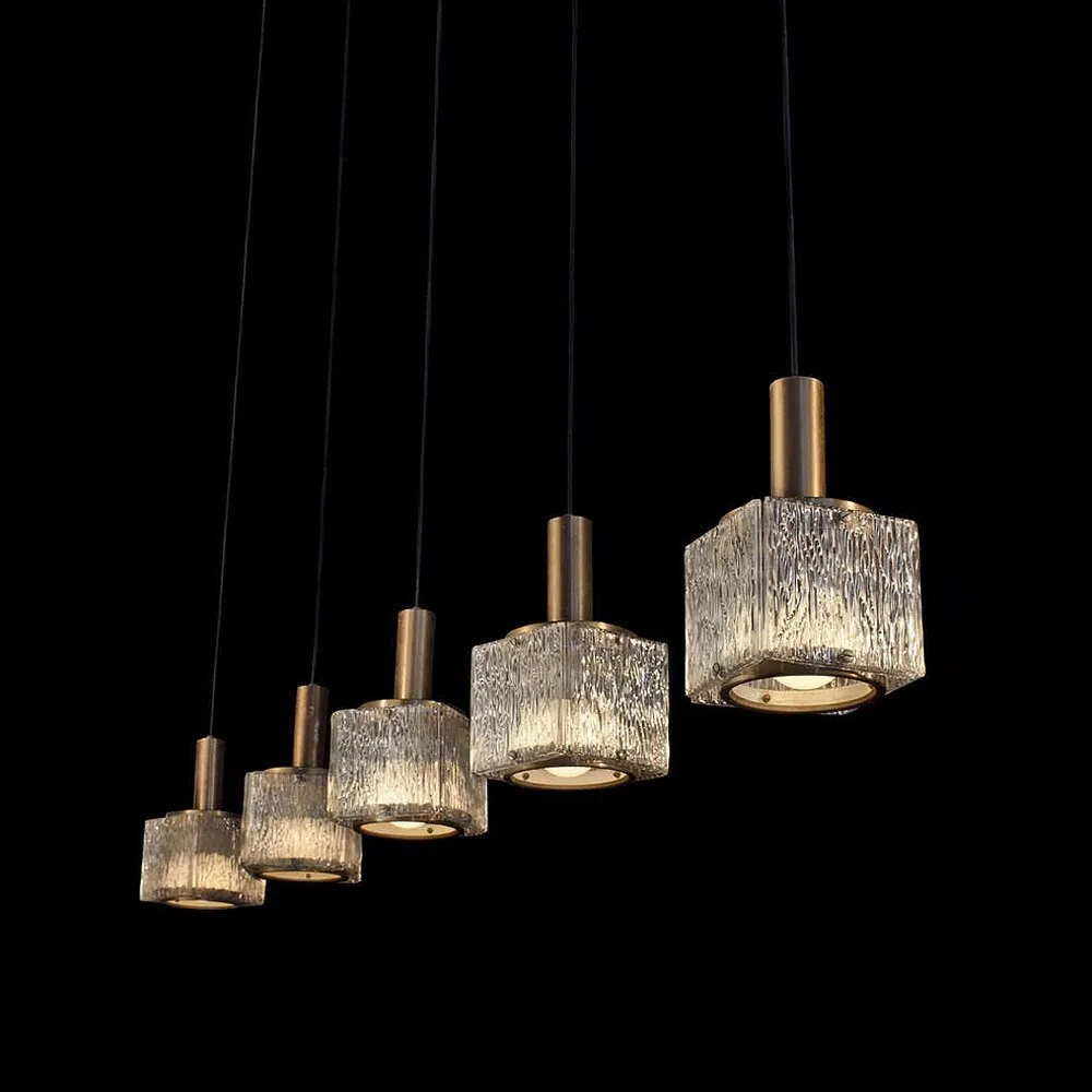 Modern Cubic Glass Pendant Lights  For Kitchen Island & Bedside