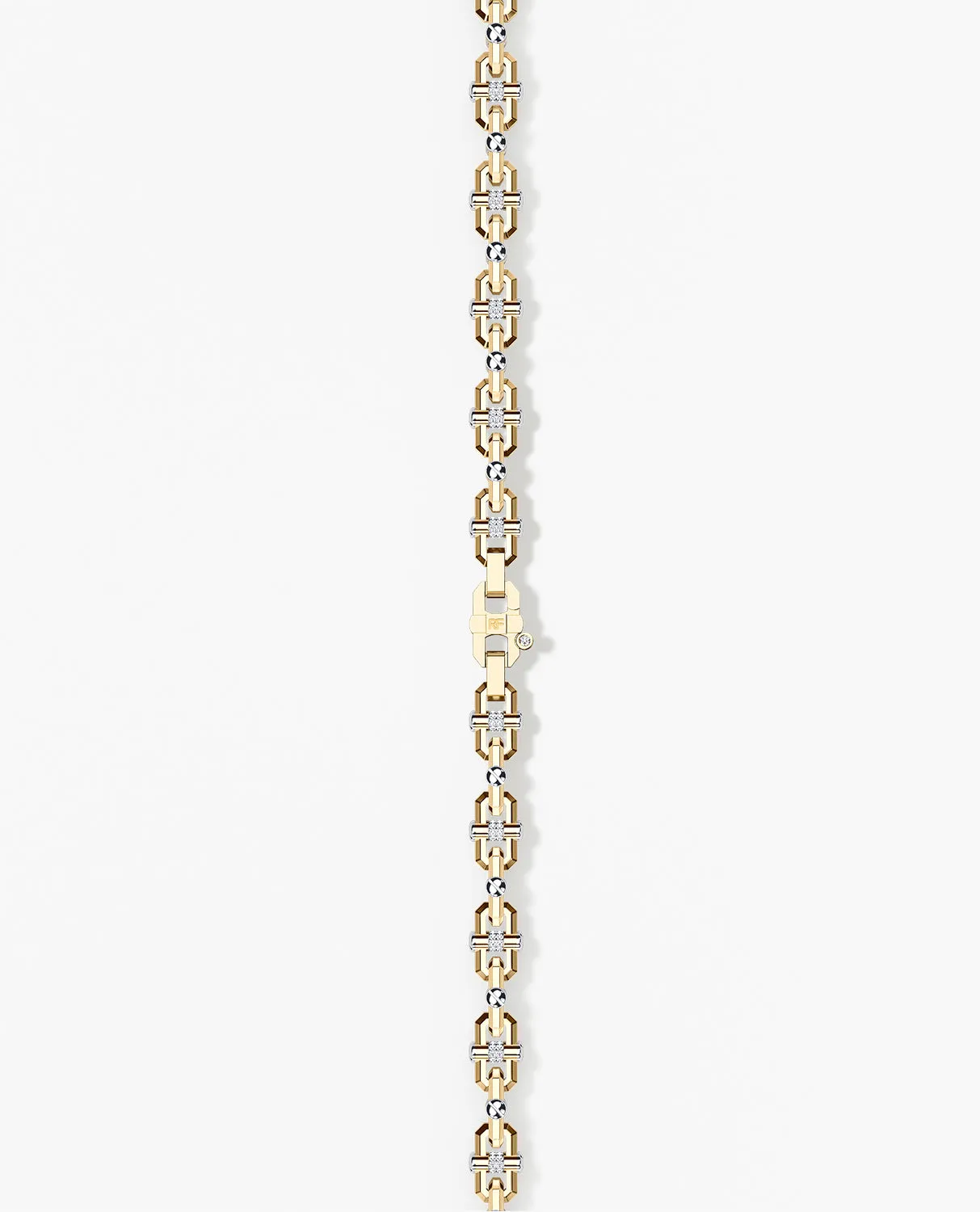 MOSS CHAIN Two-Tone Gold Link Necklace with Diamonds