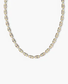 MOSS CHAIN Two-Tone Gold Link Necklace with Diamonds