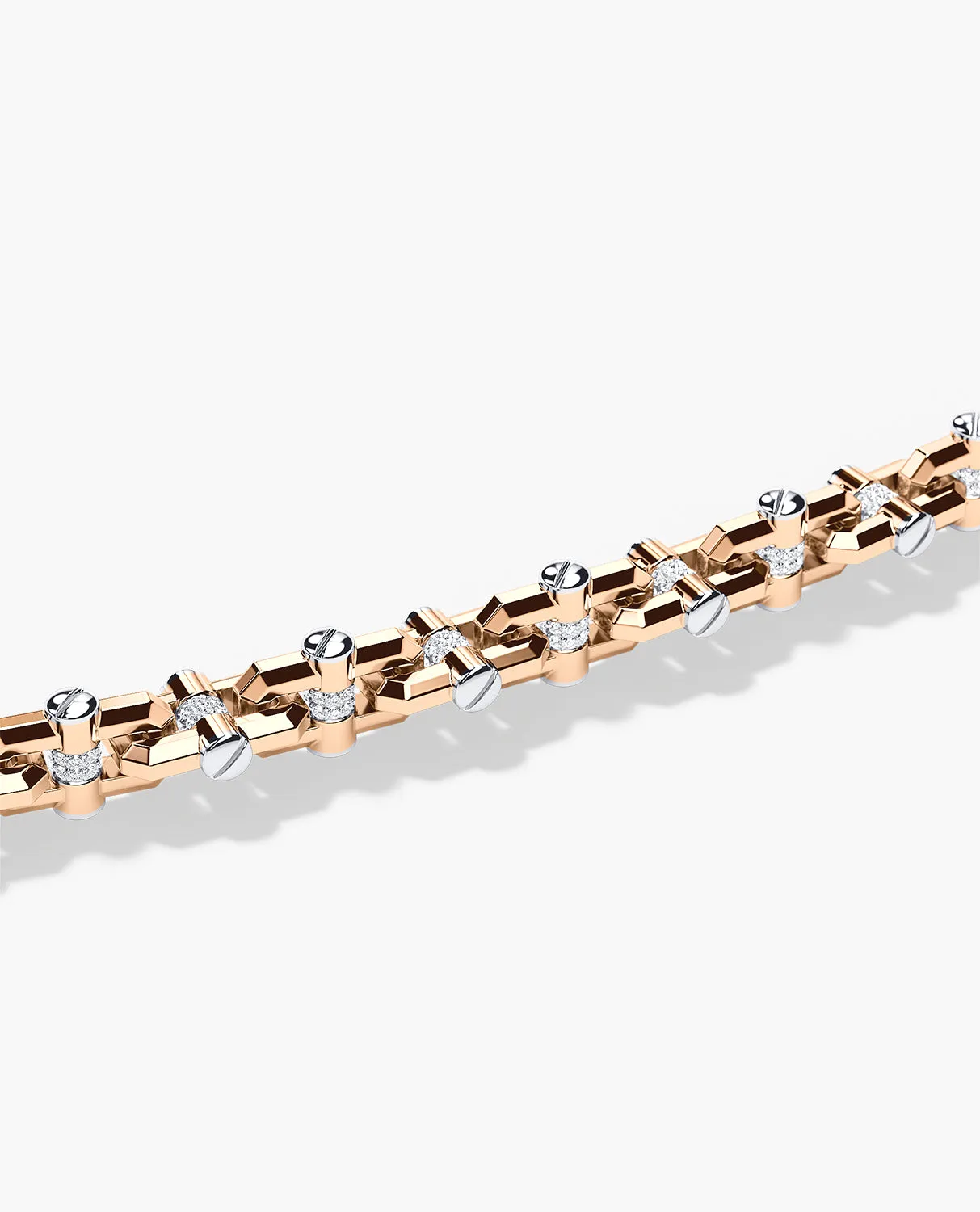 MOSS CHAIN Two-Tone Gold Link Necklace with Diamonds